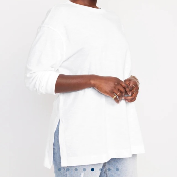 NWT OLD NAVY Luxe Long-Sleeve Tunic T-Shirt Color: White Lilies - Picture 5 of 10
